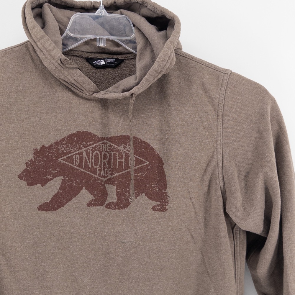 The North Face Mens Large Hoodie Brown Grizzly Bear Graphic Pullover‎ Gorpcore